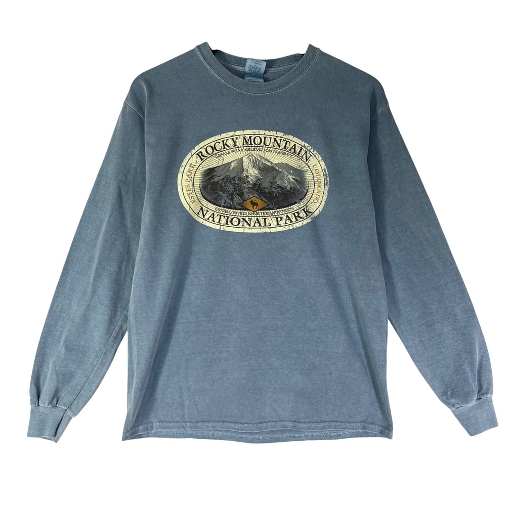 Rocky Mountain National Park Sweatshirt Mens M Blue Bear Colorado Hiking